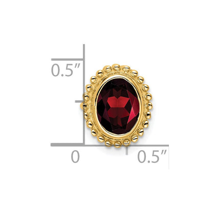 14K Gelbgold Oval Granat Kette Anhänger