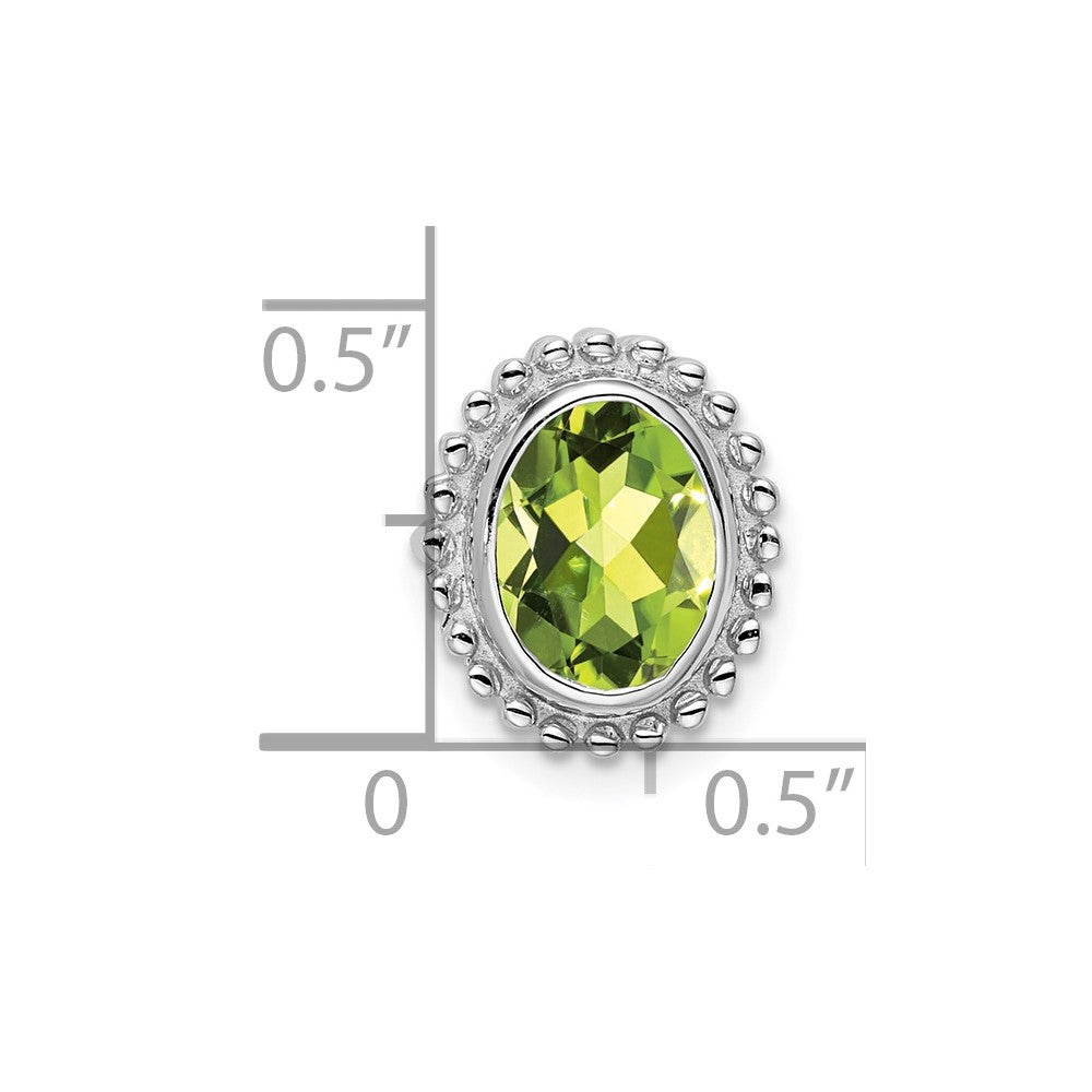 14K Weißgold Oval Peridot Kette Anhänger