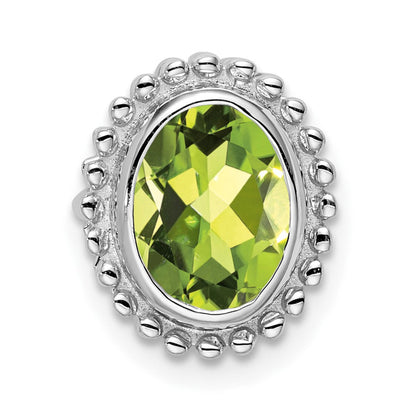 14K Weißgold Oval Peridot Kette Anhänger