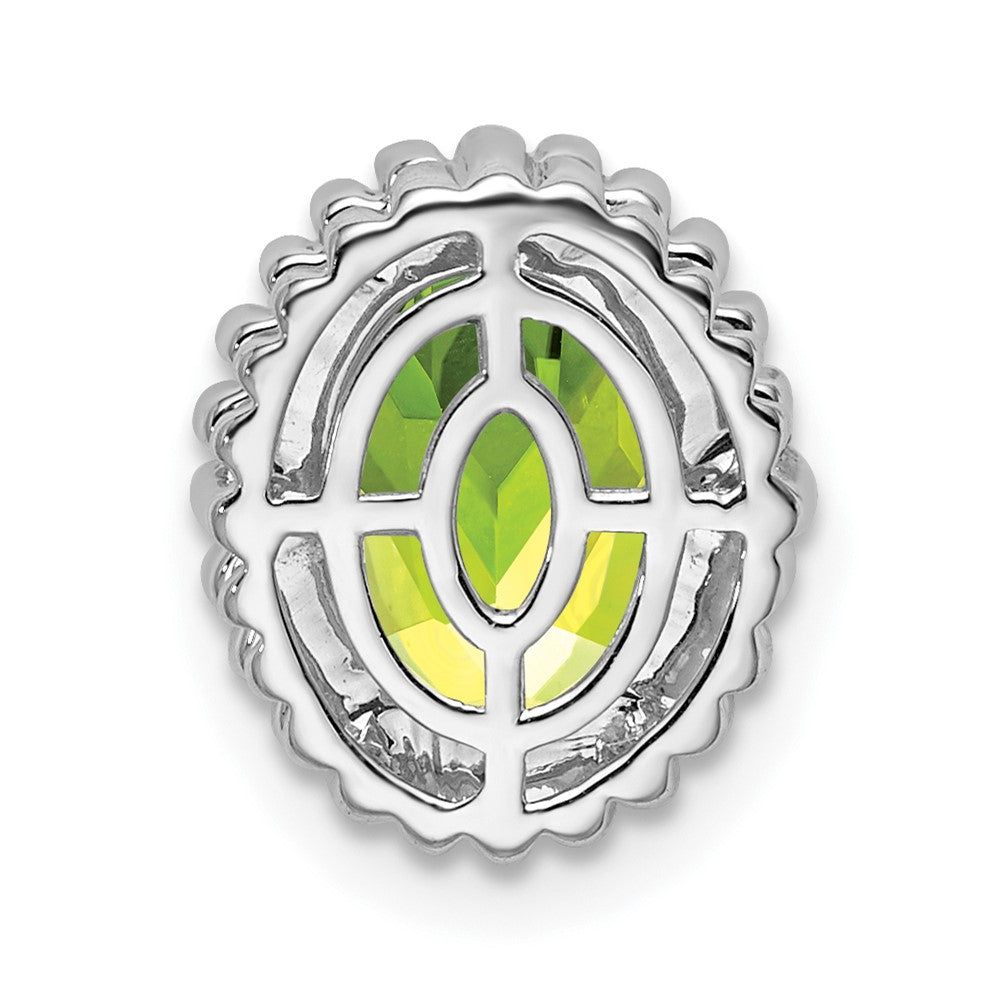14K Weißgold Oval Peridot Kette Anhänger