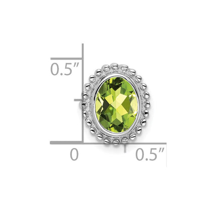 14K Weißgold Oval Peridot Kette Anhänger
