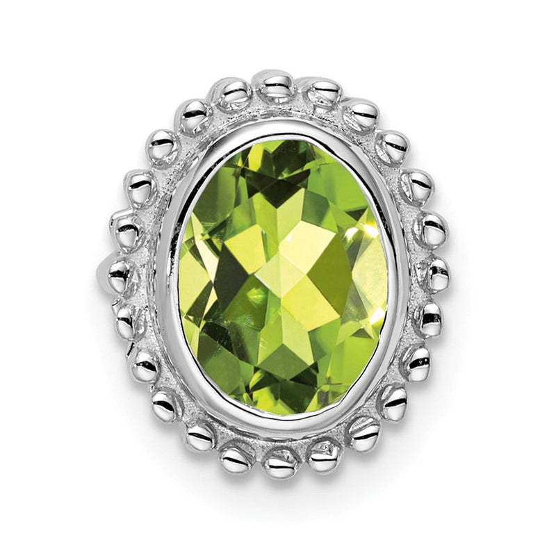 14K Weißgold Oval Peridot Kette Anhänger