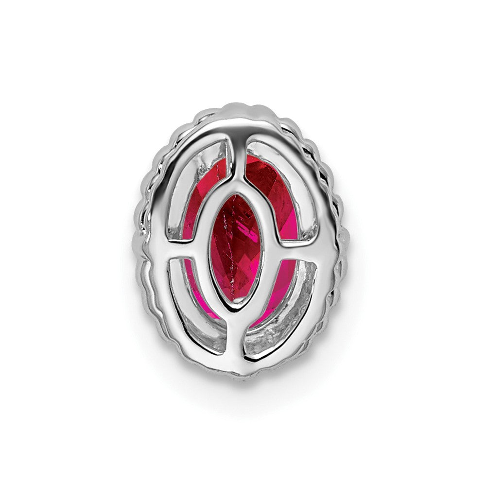 14K Weißgold Oval Rubin Kette Anhänger