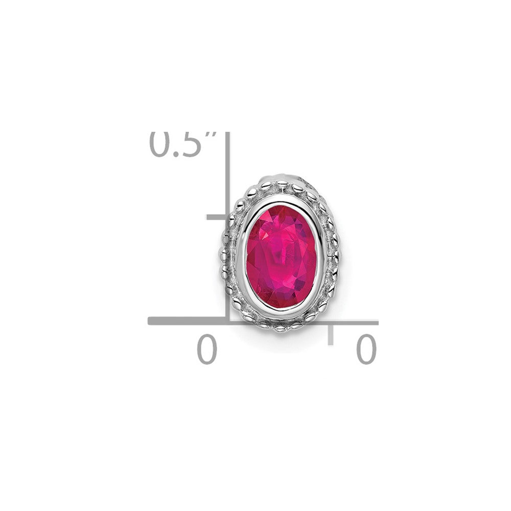 14K Weißgold Oval Rubin Kette Anhänger