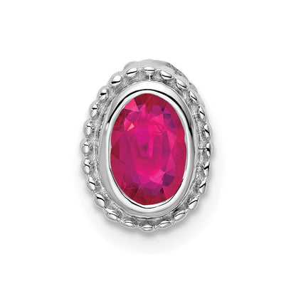 14K Weißgold Oval Rubin Kette Anhänger