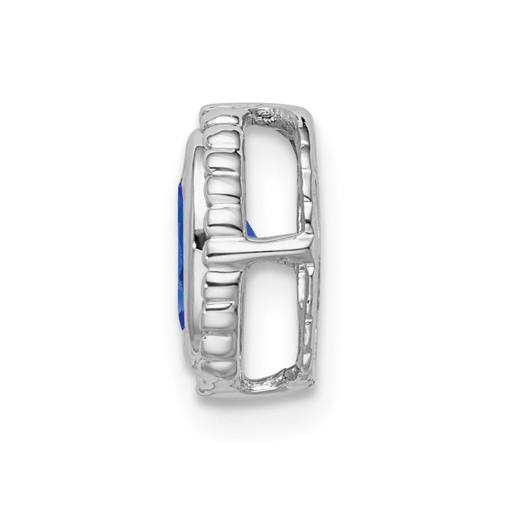 14K Weißgold Oval Saphir Kette Anhänger