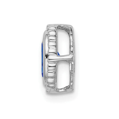 14K Weißgold Oval Saphir Kette Anhänger