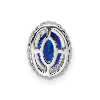 14K Weißgold Oval Saphir Kette Anhänger