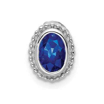 14K Weißgold Oval Saphir Kette Anhänger