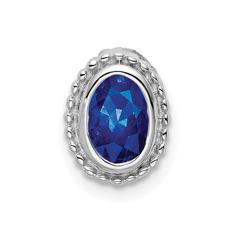 14K Weißgold Oval Saphir Kette Anhänger
