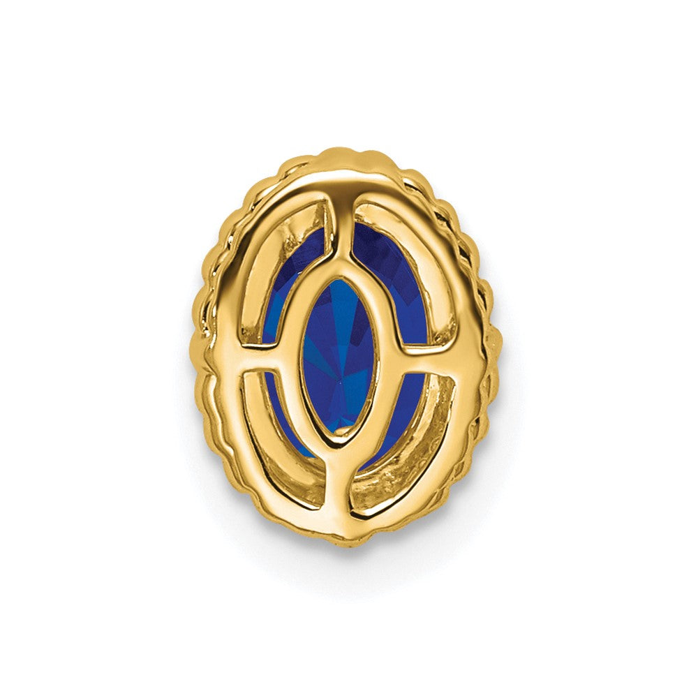 14K Gelbgold Oval Saphir Kette Anhänger
