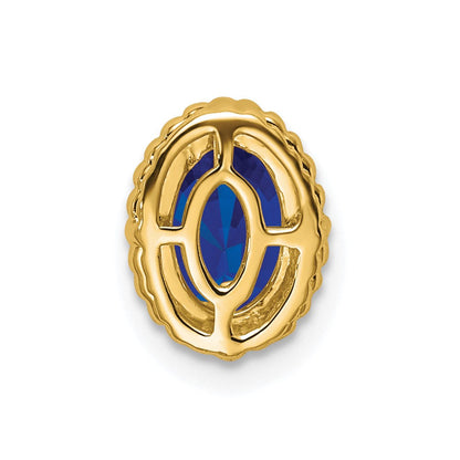 14K Gelbgold Oval Saphir Kette Anhänger