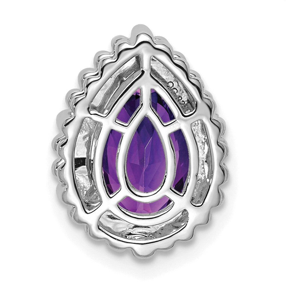 14K Weißgold Tropfen Amethyst Kette Anhänger