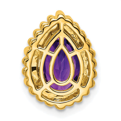 14K Gelbgold Tropfen Amethyst Kette Anhänger