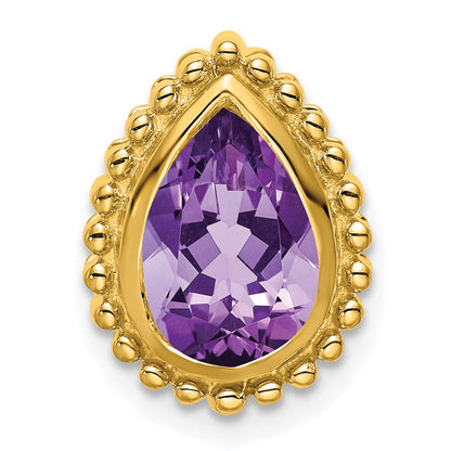 14K Gelbgold Tropfen Amethyst Kette Anhänger