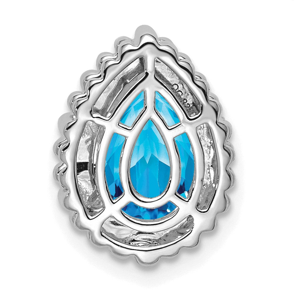 14K Weißgold Tropfen Blautopas Kette Anhänger