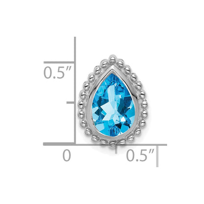 14K Weißgold Tropfen Blautopas Kette Anhänger