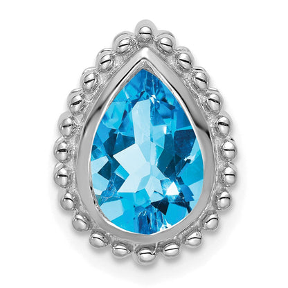 14K Weißgold Tropfen Blautopas Kette Anhänger