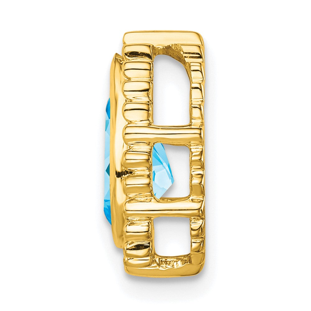 14K Gelbgold Tropfen Blautopas Kette Anhänger