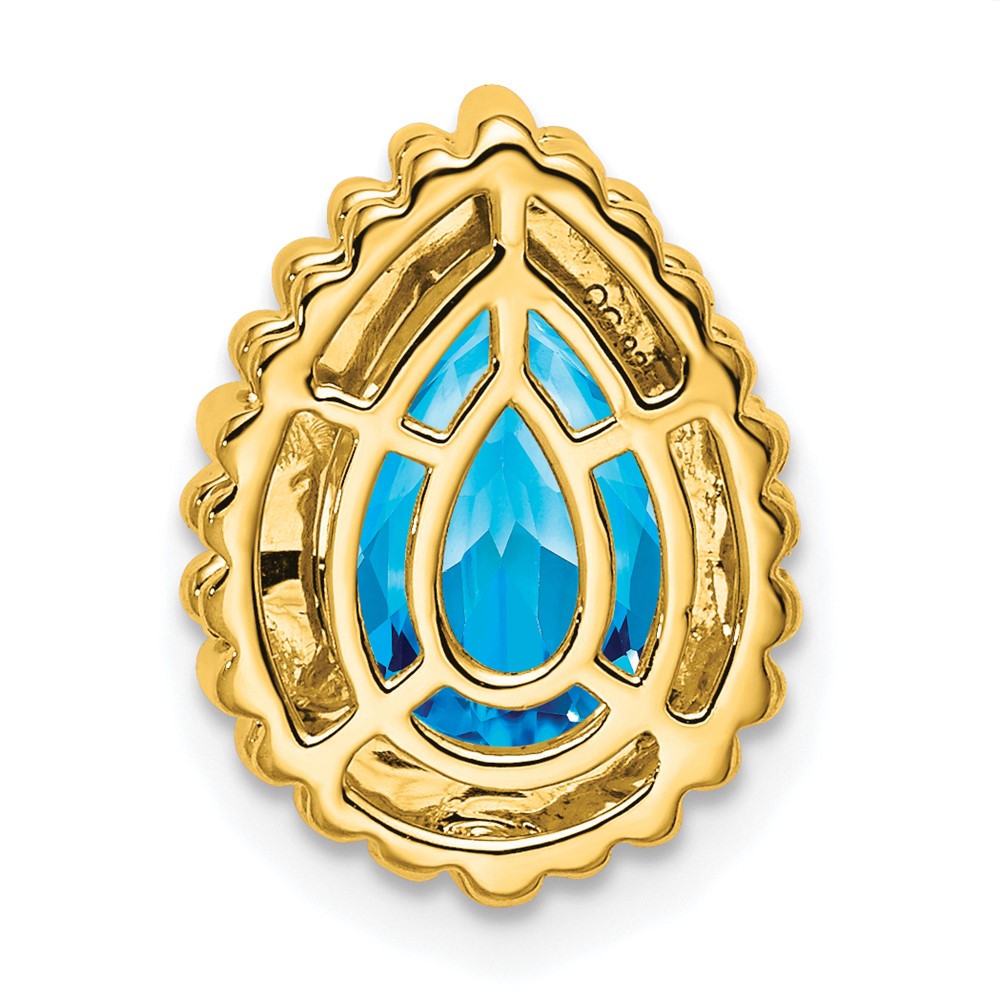 14K Gelbgold Tropfen Blautopas Kette Anhänger