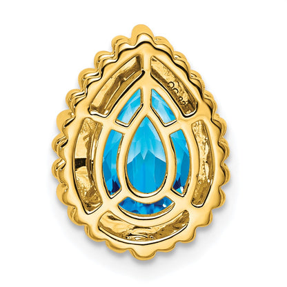 14K Gelbgold Tropfen Blautopas Kette Anhänger
