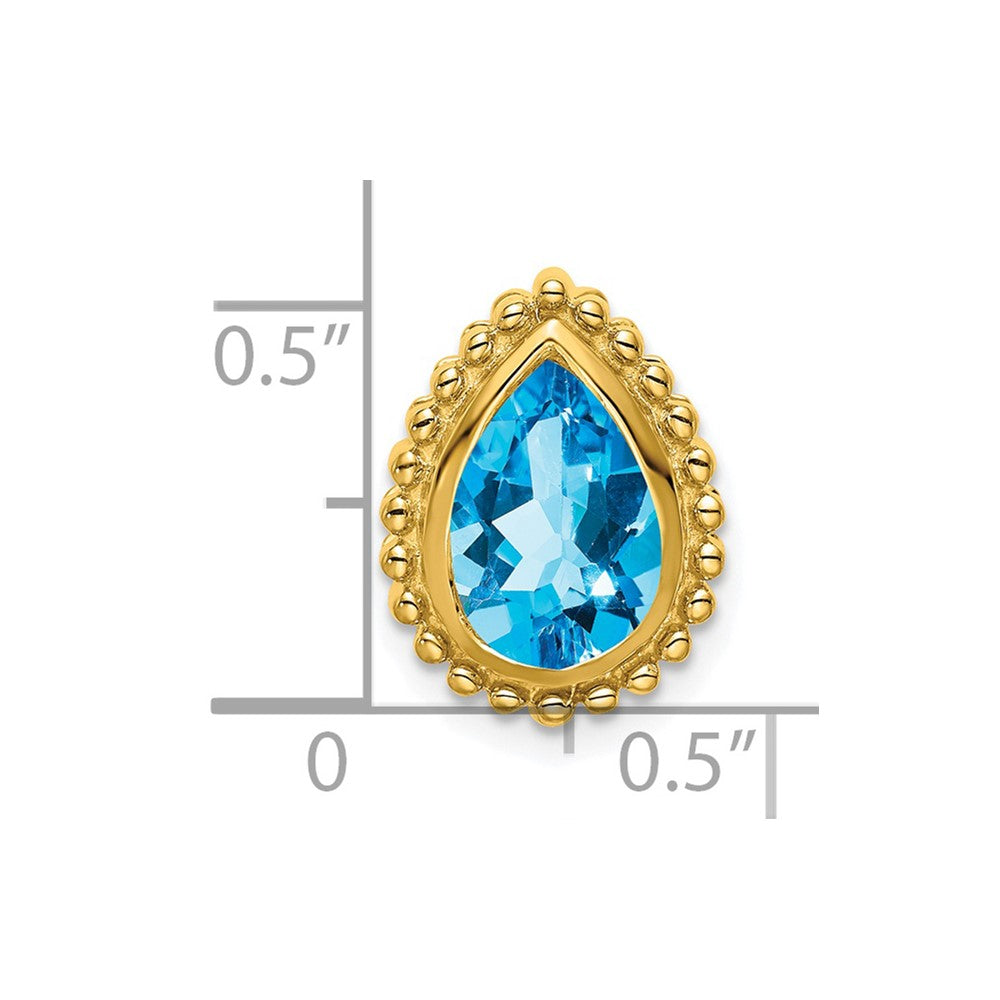 14K Gelbgold Tropfen Blautopas Kette Anhänger