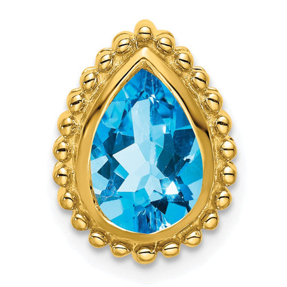14K Gelbgold Tropfen Blautopas Kette Anhänger