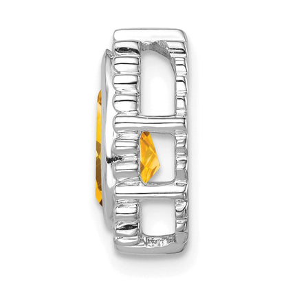 14K Weißgold Tropfen Citrin Kette Anhänger