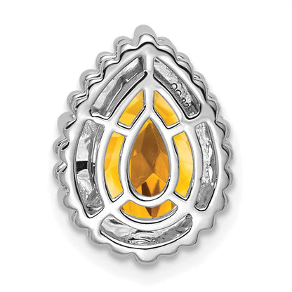14K Weißgold Tropfen Citrin Kette Anhänger