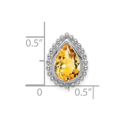 14K Weißgold Tropfen Citrin Kette Anhänger