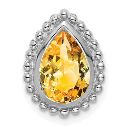 14K Weißgold Tropfen Citrin Kette Anhänger