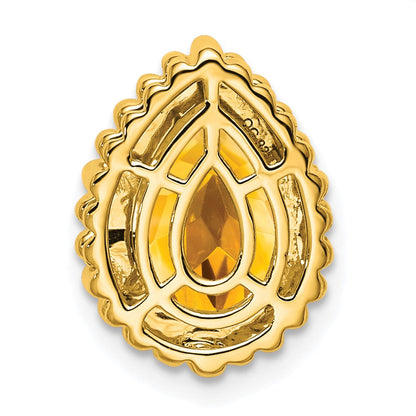 14K Gelbgold Tropfen Citrin Kette Anhänger