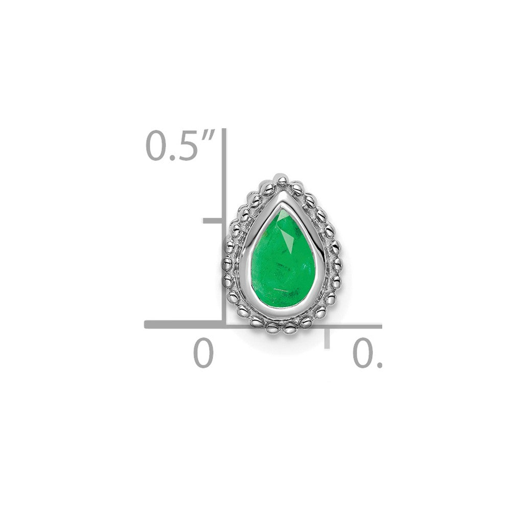 14K Weißgold Tropfen Smaragd Kette Anhänger