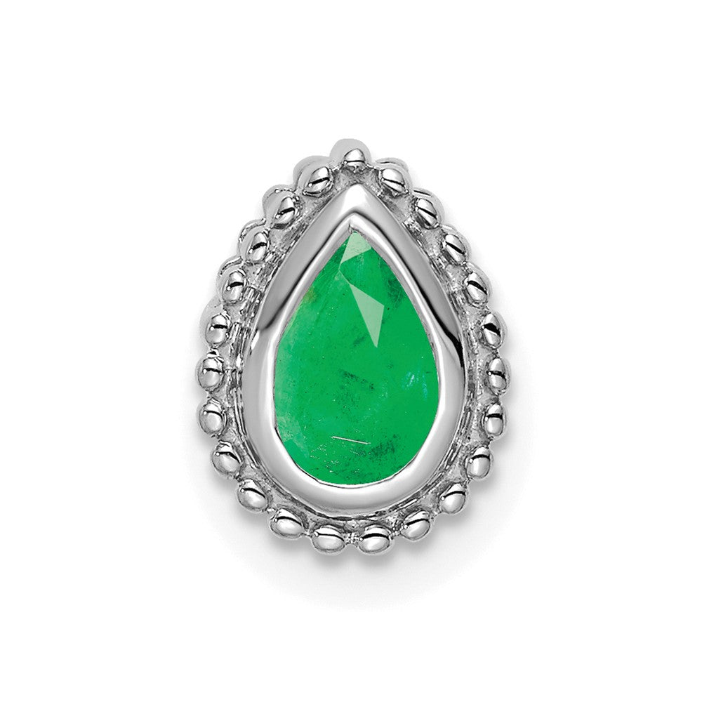 14K Weißgold Tropfen Smaragd Kette Anhänger