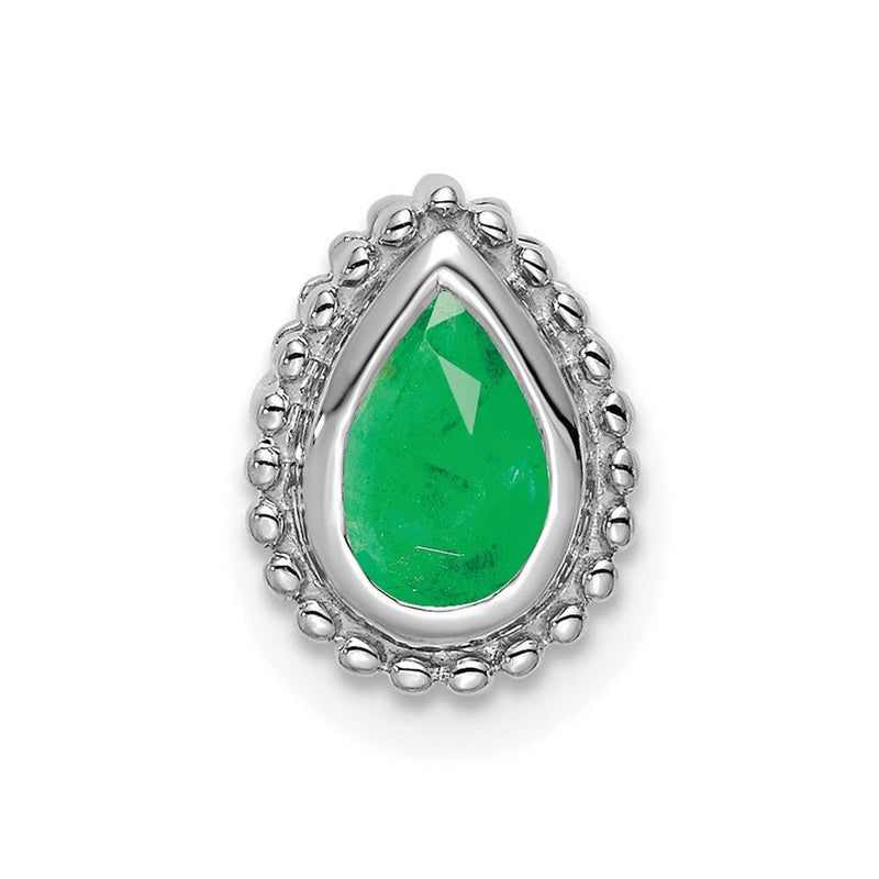 14K Weißgold Tropfen Smaragd Kette Anhänger