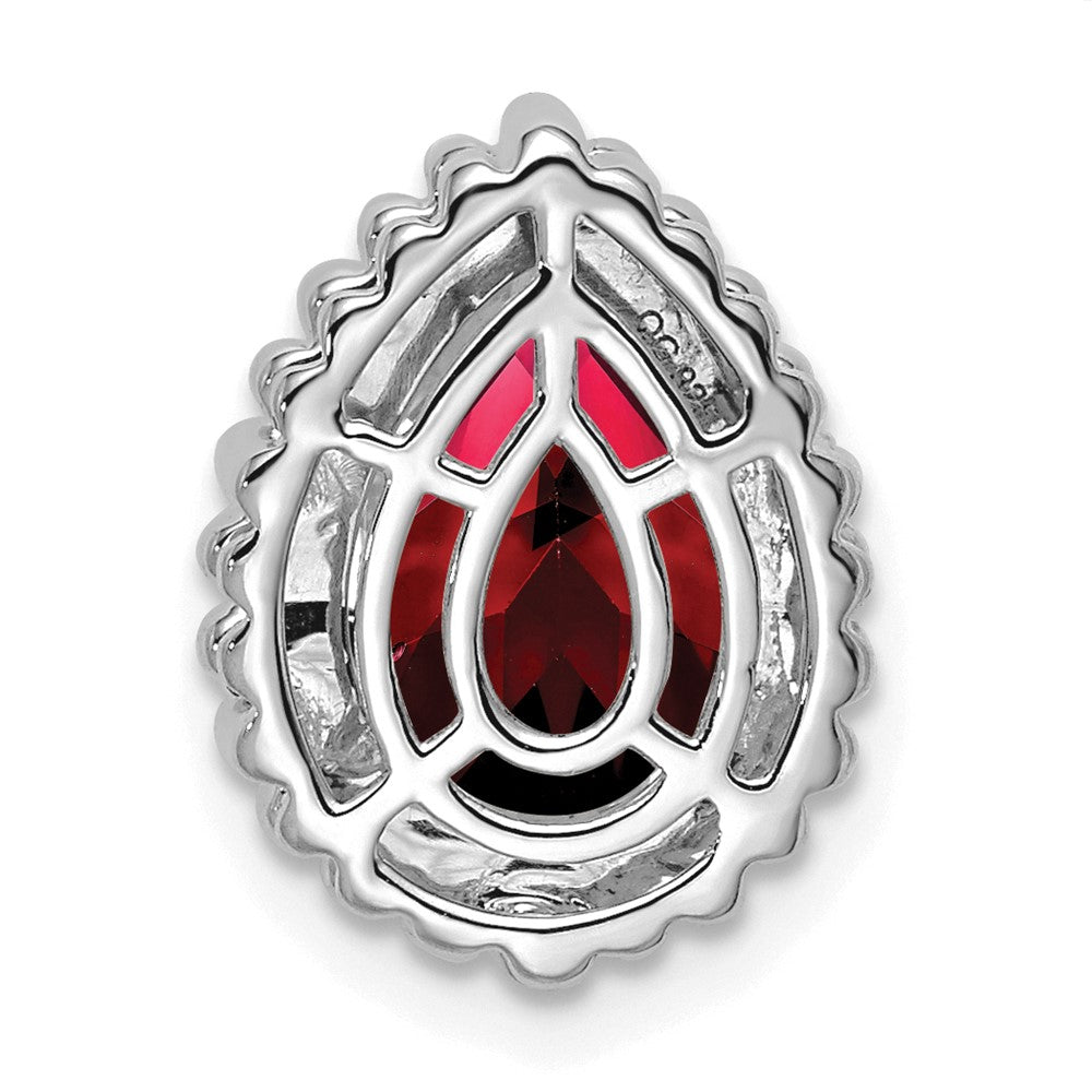 14K Weißgold Tropfen Granat Kette Anhänger