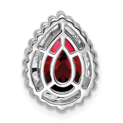 14K Weißgold Tropfen Granat Kette Anhänger
