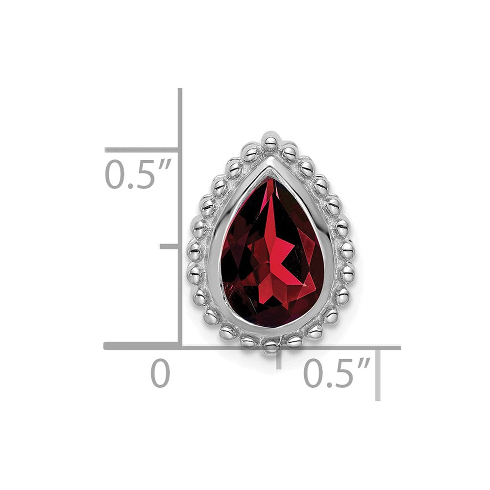 14K Weißgold Tropfen Granat Kette Anhänger