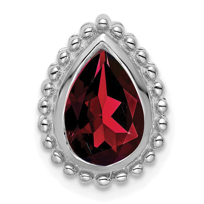 14K Weißgold Tropfen Granat Kette Anhänger