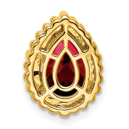 14K Gelbgold Tropfen Granat Kette Anhänger