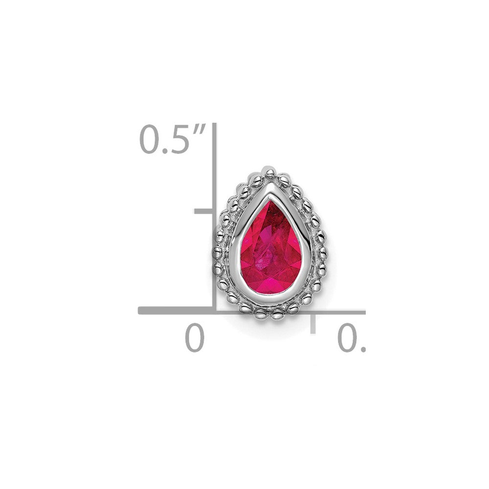 14K Weißgold Tropfen Rubin Kette Anhänger