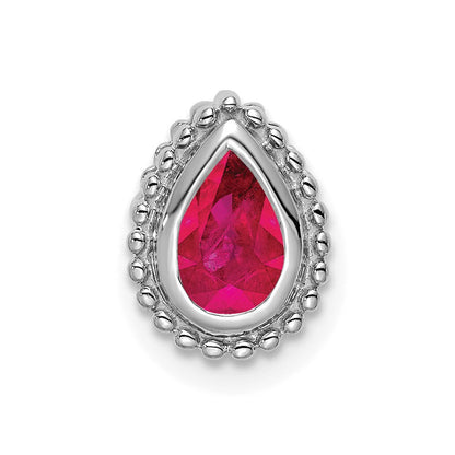 14K Weißgold Tropfen Rubin Kette Anhänger