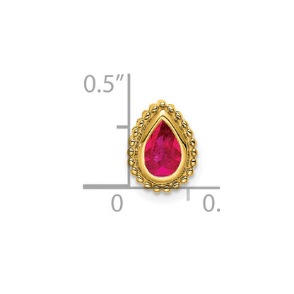 14K Gelbgold Tropfen Rubin Kette Anhänger