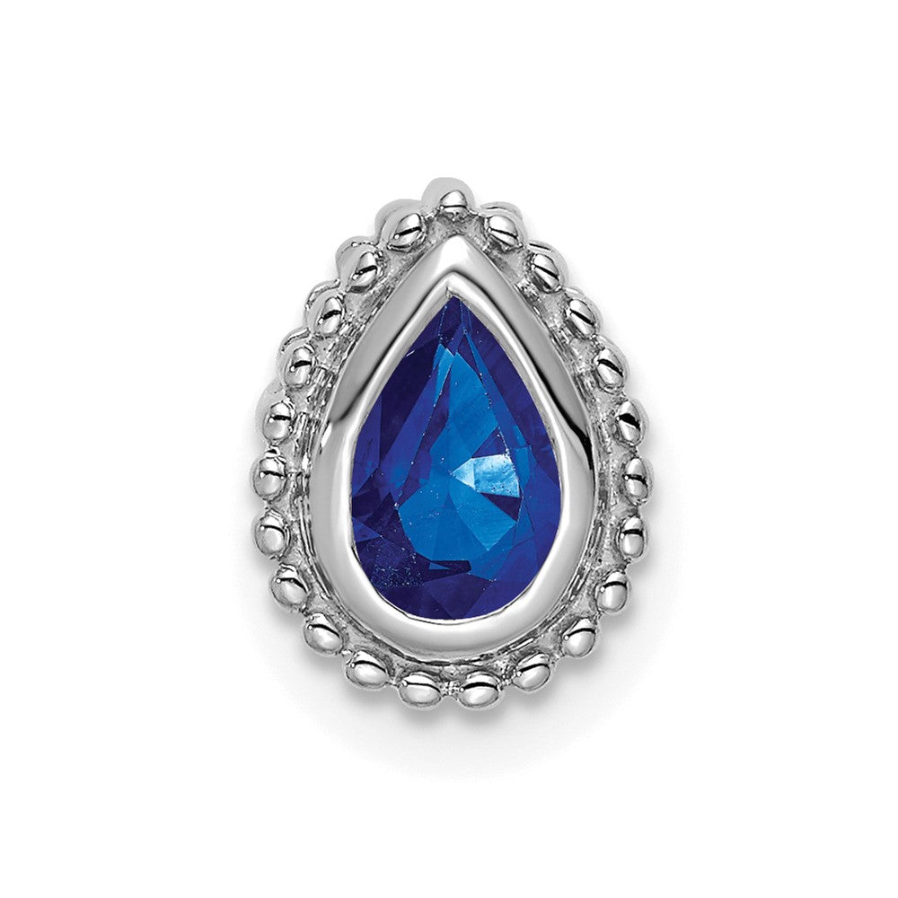 14K Weißgold Tropfen Saphir Kette Anhänger