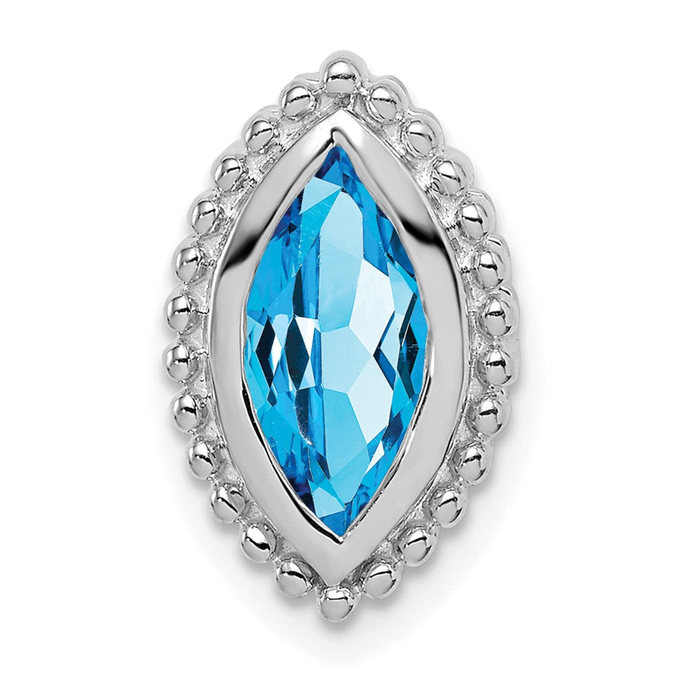 14K Weißgold Marquise Blautopas Kette Anhänger