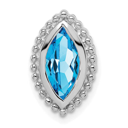14K Weißgold Marquise Blautopas Kette Anhänger