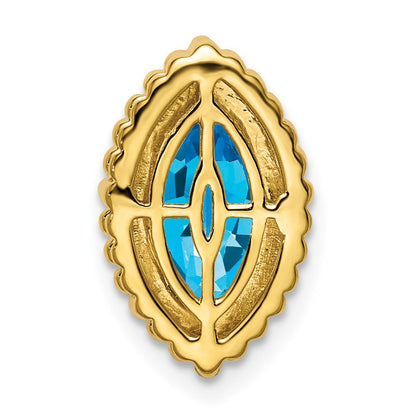 14K Gelbgold Marquise Blautopas Kette Anhänger