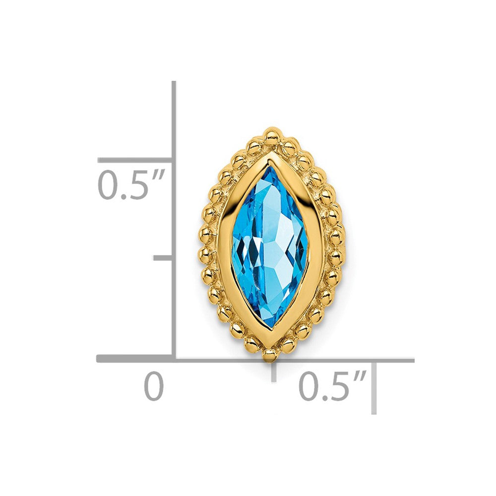14K Gelbgold Marquise Blautopas Kette Anhänger