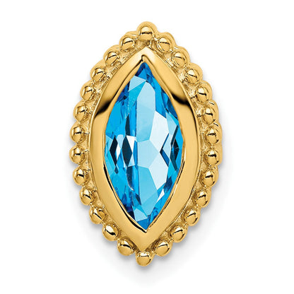 14K Gelbgold Marquise Blautopas Kette Anhänger