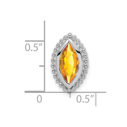14K Weißgold Marquise Citrin Kette Anhänger